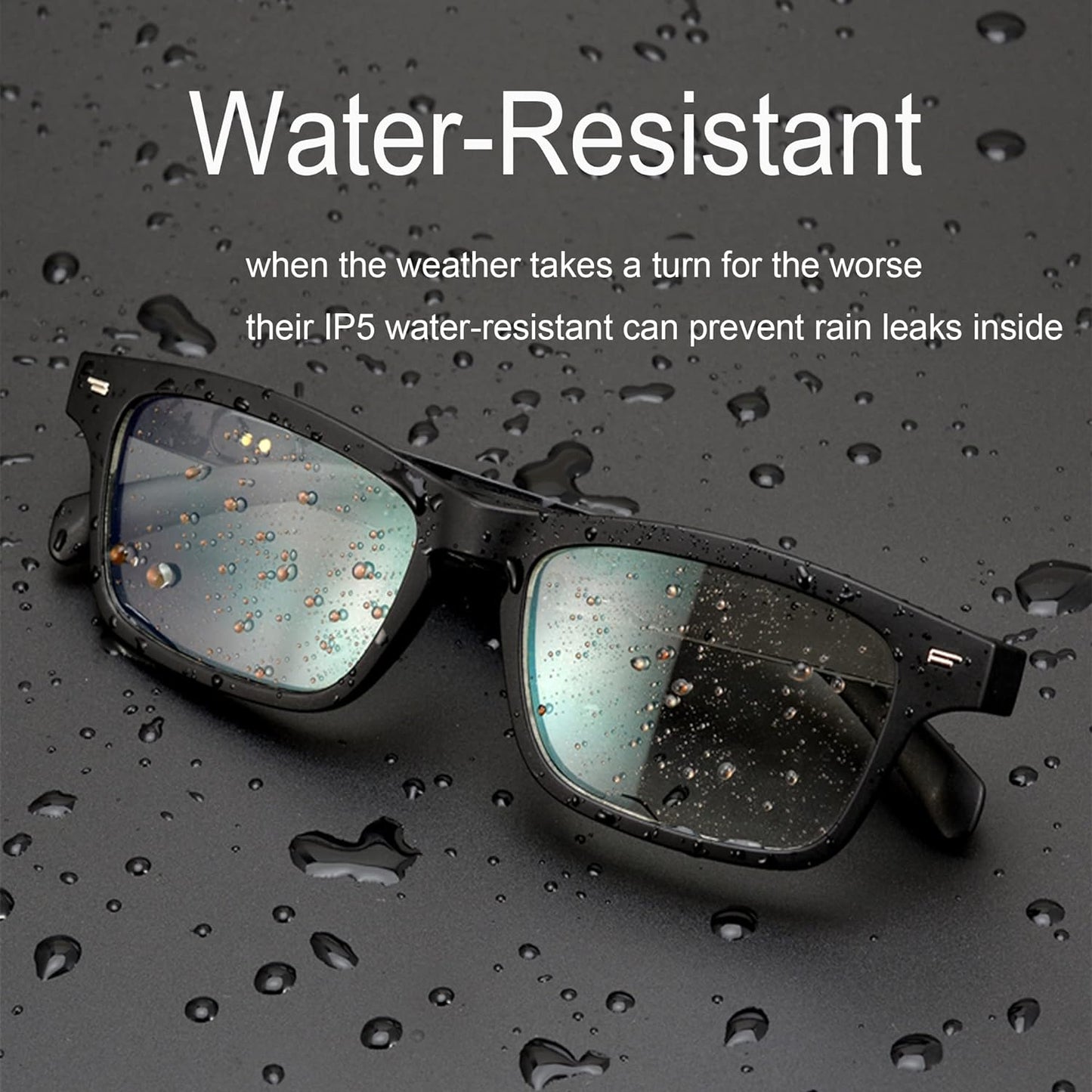 Smart Glasses for Men, Bluetooth Glasses, Open Ear Music Glasses Hands-Free Calling, Polarized Lenses, IP5 Water-Resisntant for Bluetooth Dvieces